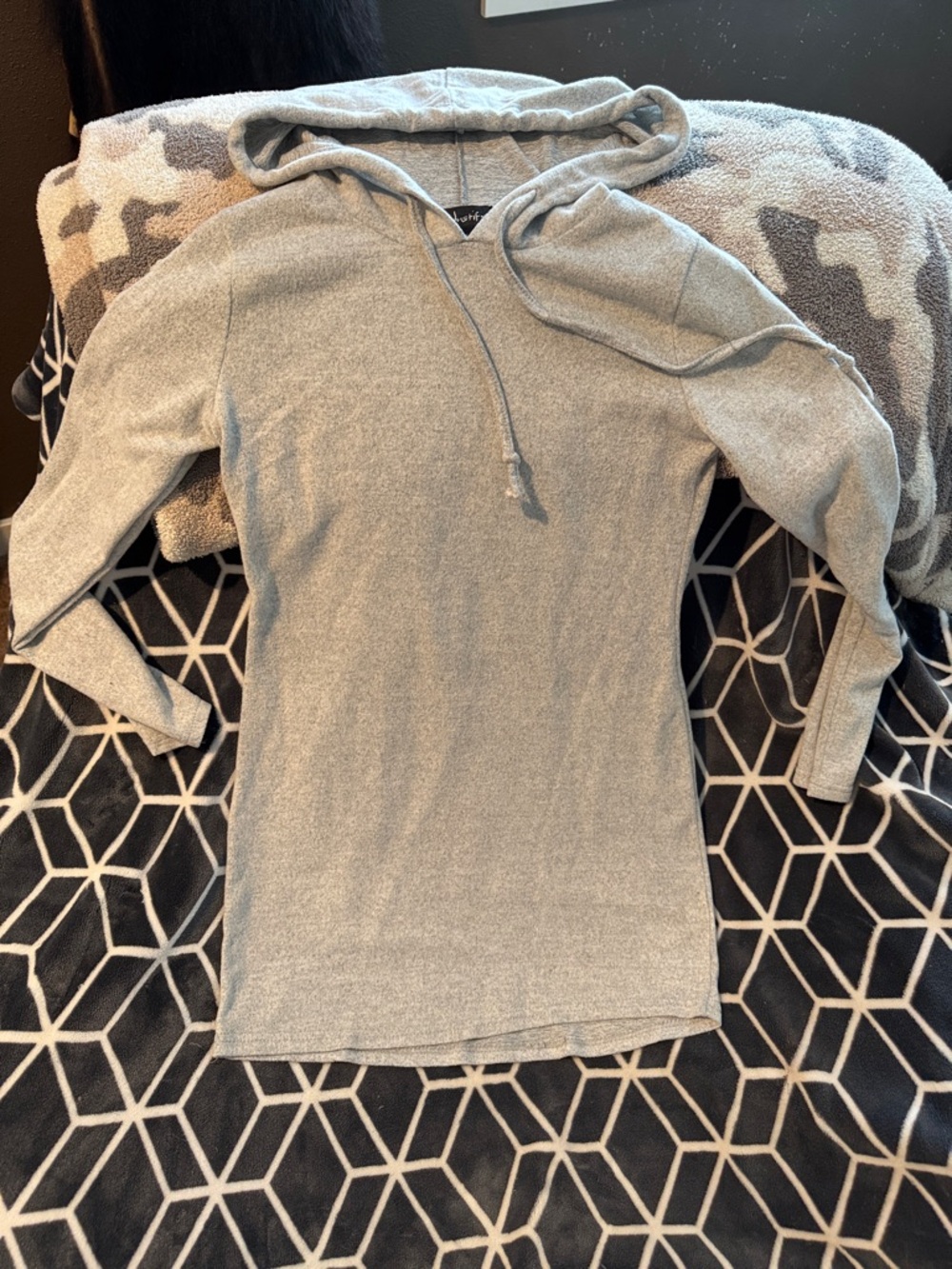 Light Gray Hooded Knit Top